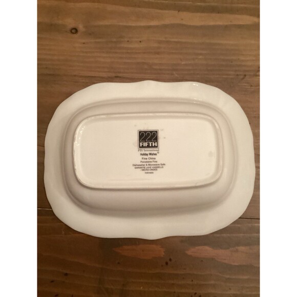 222 FIFTH HOLIDAY WISHES OVAL VEGETABLE SERVING BOWL CHRISTMAS CARDINAL 11"X 8" - Picture 6 of 6